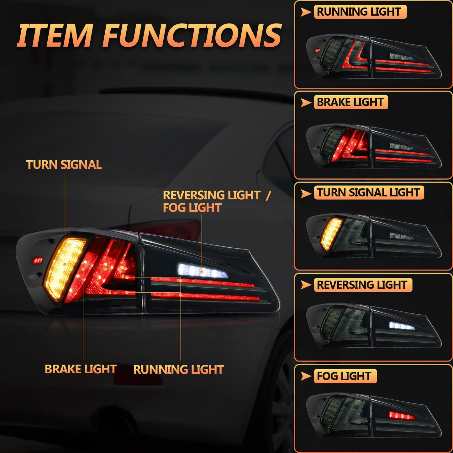 LED Taillights for Lexus IS250 IS350 IS-F