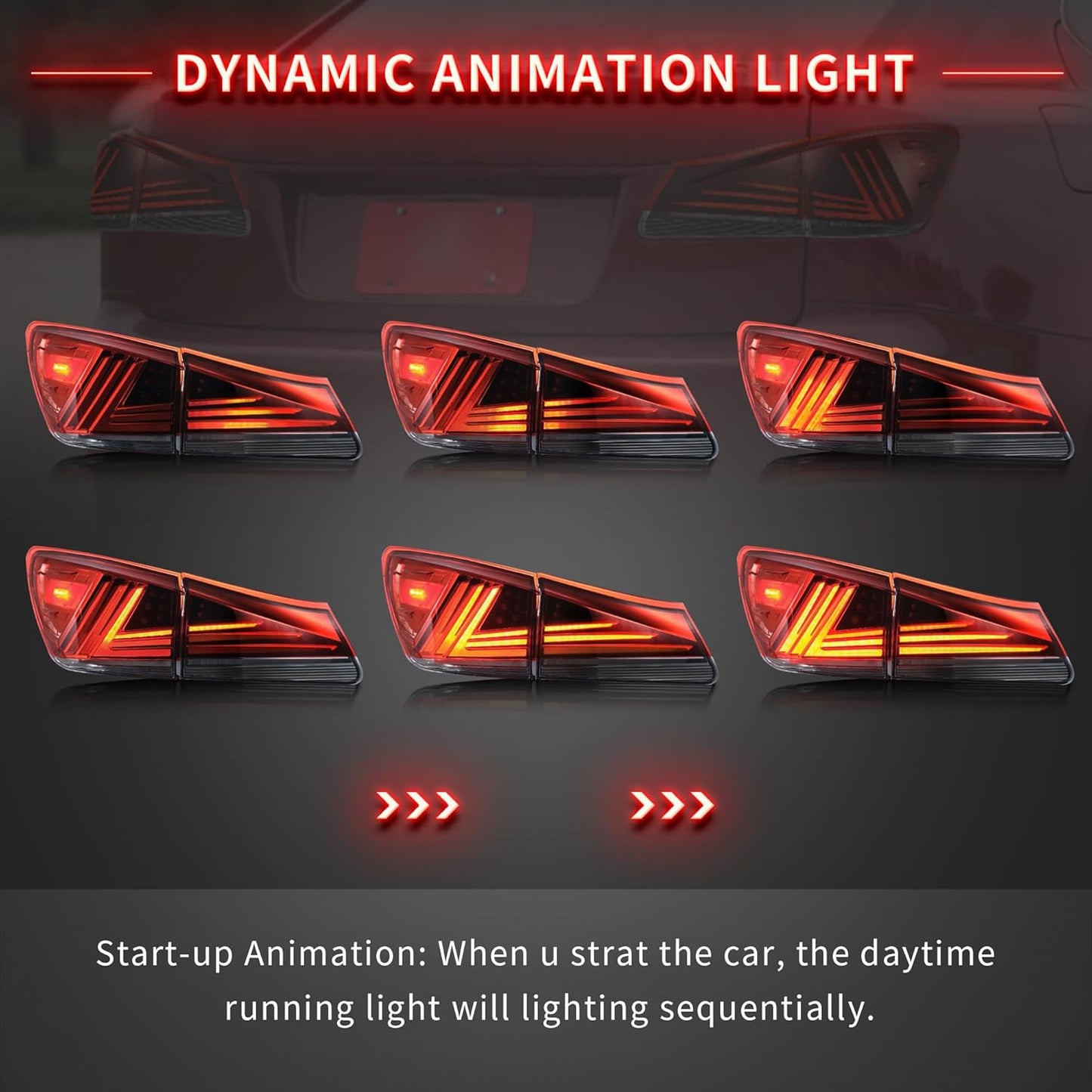 LED Taillights for Lexus IS250 IS350 IS-F w/ Animation