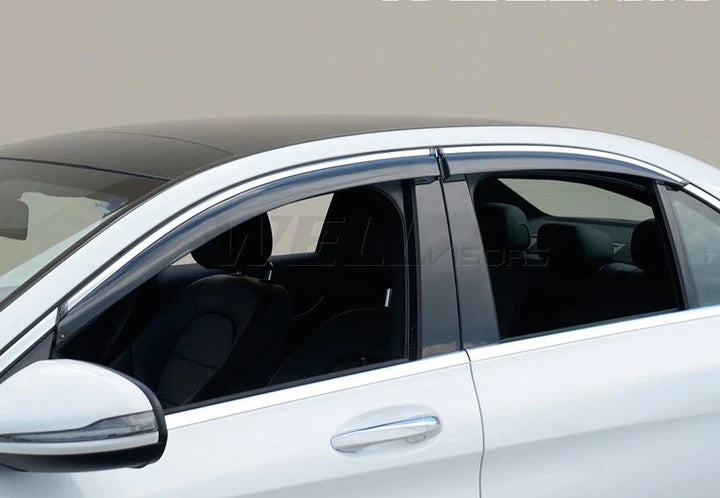 Wellvisors Mercedes Benz C-Class W205 (2015-2021) Window Visors with Chrome Trim