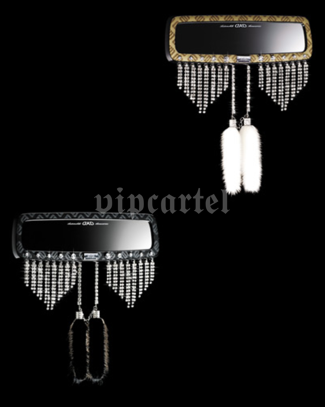Garson D.A.D. Rear View Mirror Mink Swarovski Crystal Chain