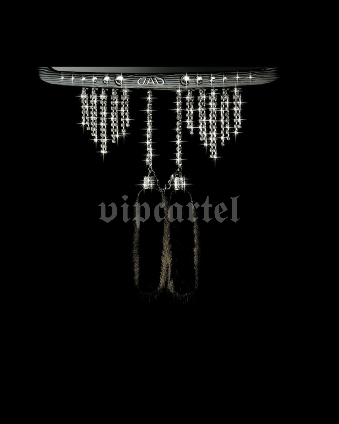 Garson D.A.D. Rear View Mirror Mink Swarovski Crystal Chain